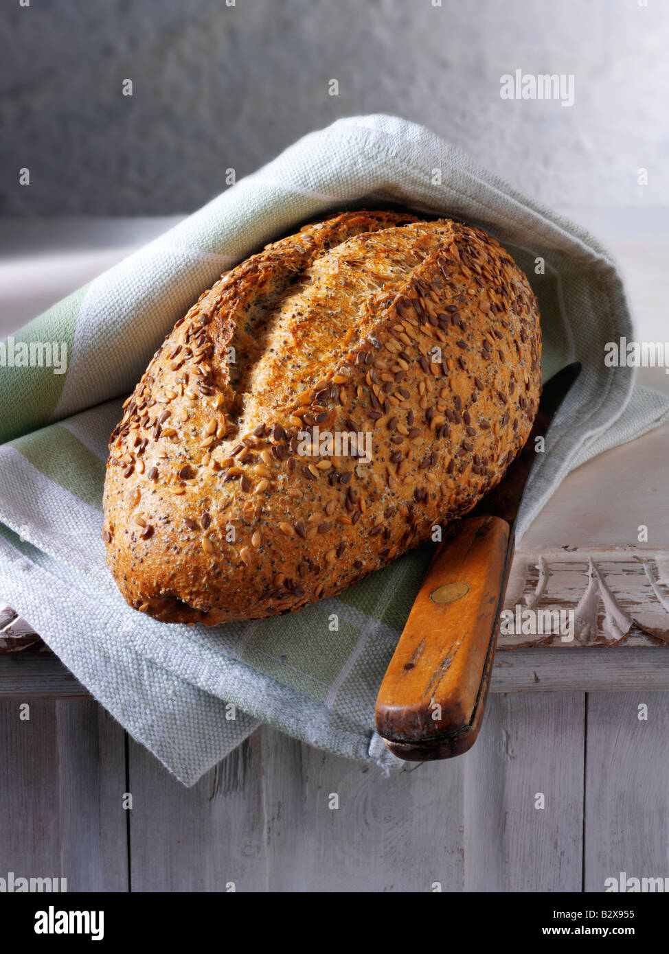 wholemeal loaf of bread Stock Photo