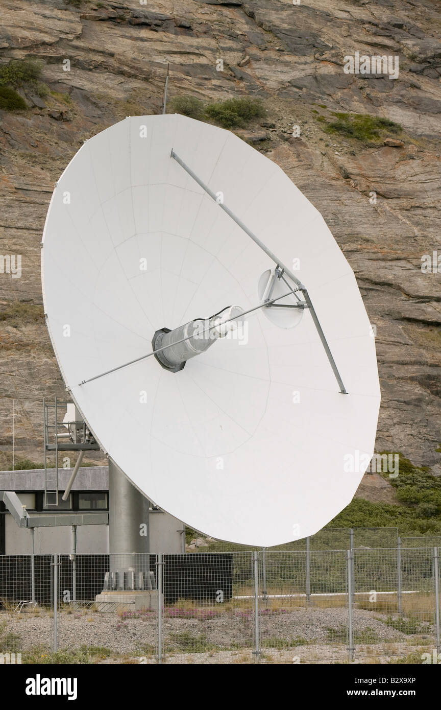 A satelite dish at Kangerlussuaq on Greenland Stock Photo