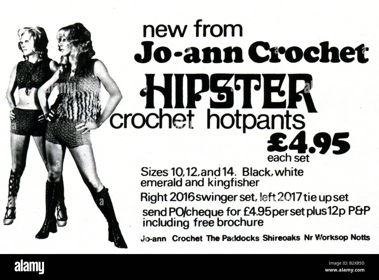 1971 advertisement for Hipster Crochet Hotpants Hot Pants HotPants