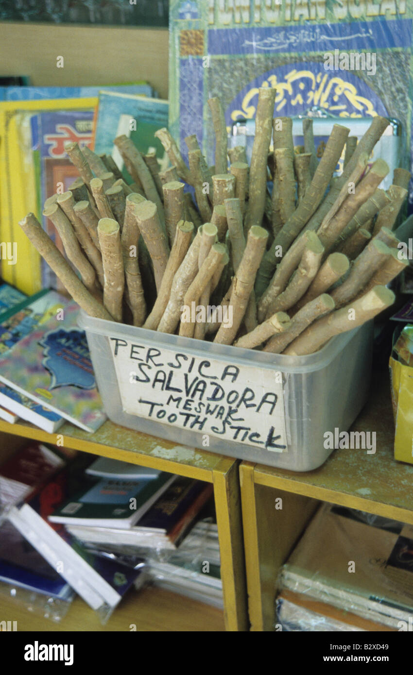 Miswak sticks for cleaning teeth in Singapore's Arab Quarter Stock Photo Alamy
