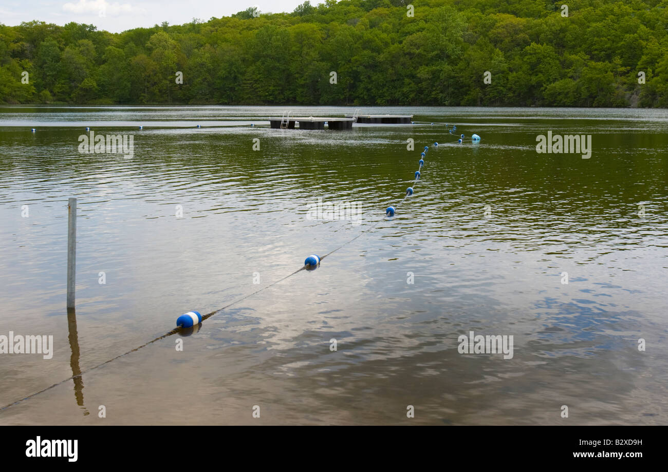 Rope and buoys in a lake Stock Photo - Alamy