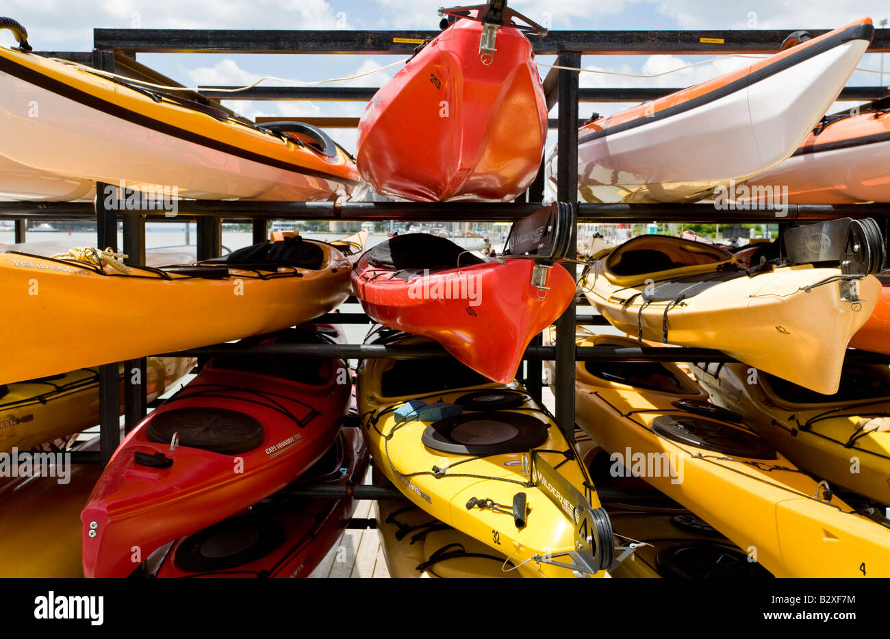 Canoes stacked on the quayside in Toronto, Ontario Stock Photo Alamy