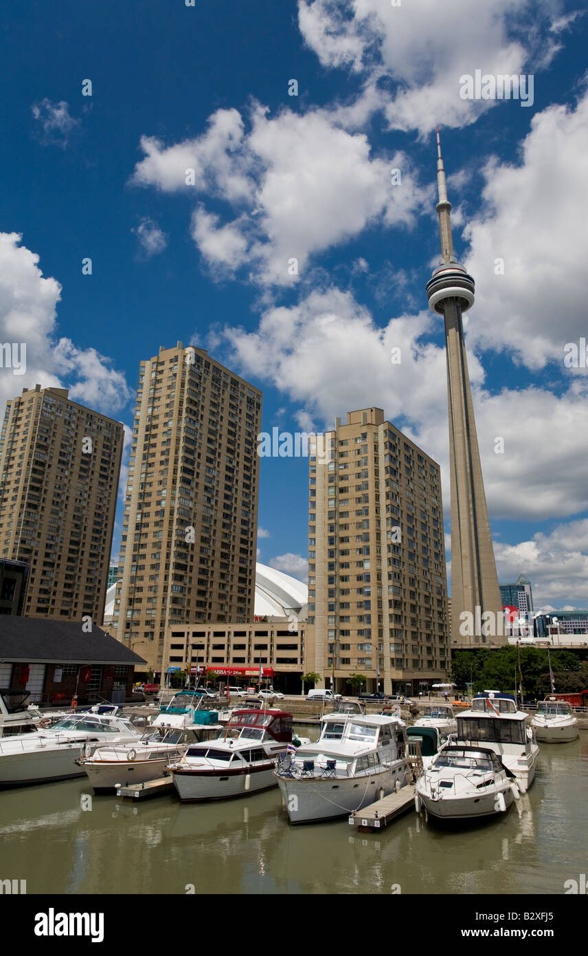 Highrise apartments and the CN Tower viewed from Toronto Harbour