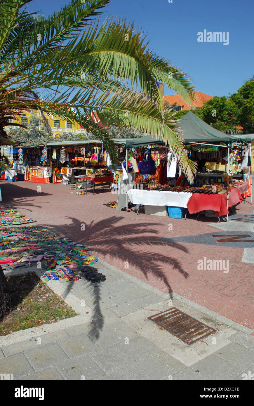 Craft stalls, Willemstad, Curacao, Netherlands Antilles. Stock Photo