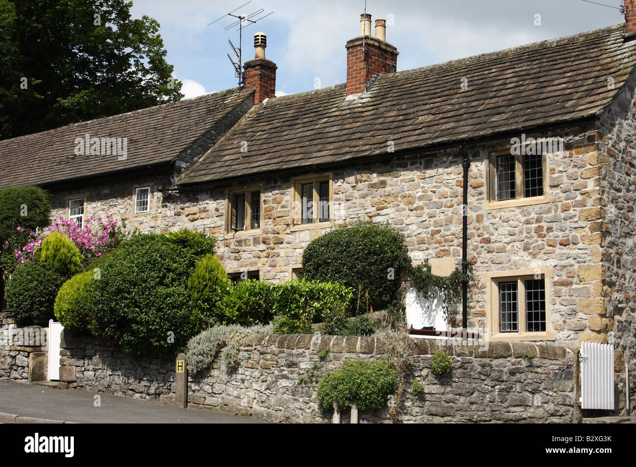 Traditional Stone Cottages In Bakewell Derbyshire England U K