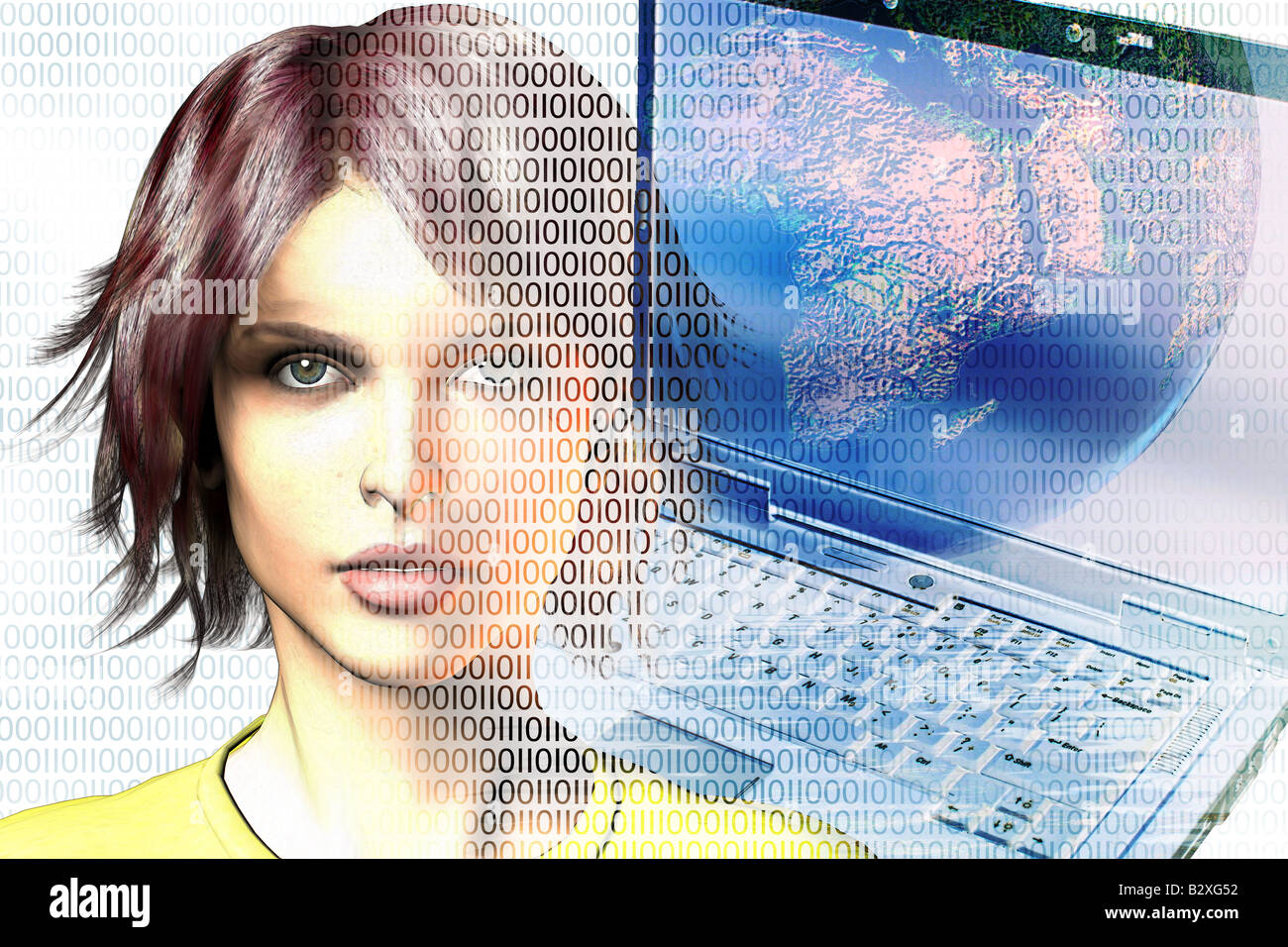 Woman entering a digital world Stock Photo Alamy