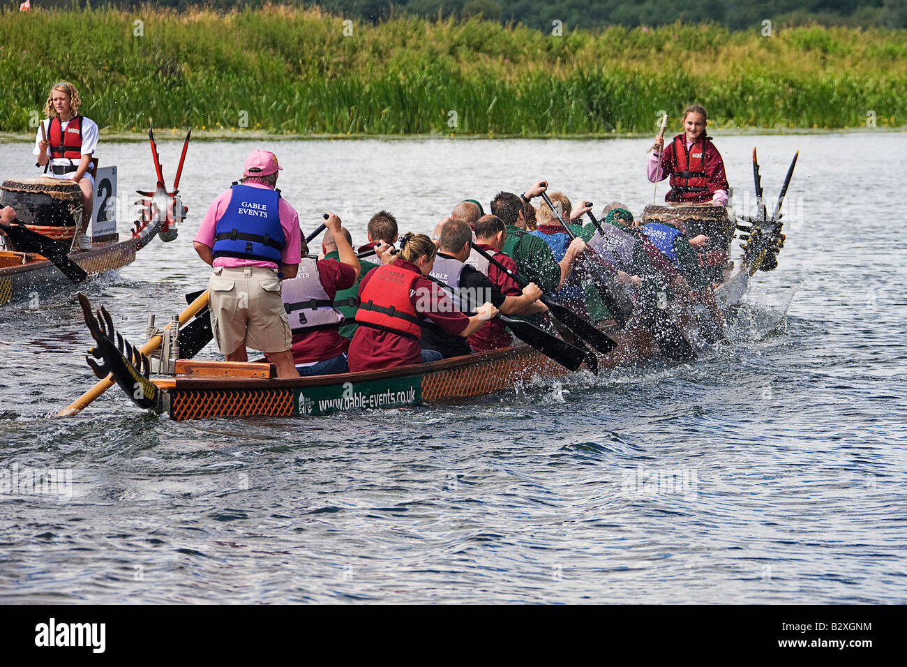 Keep to the beat. Dragon boat racing.St.Ives.Cambridgeshire. Stock Photo