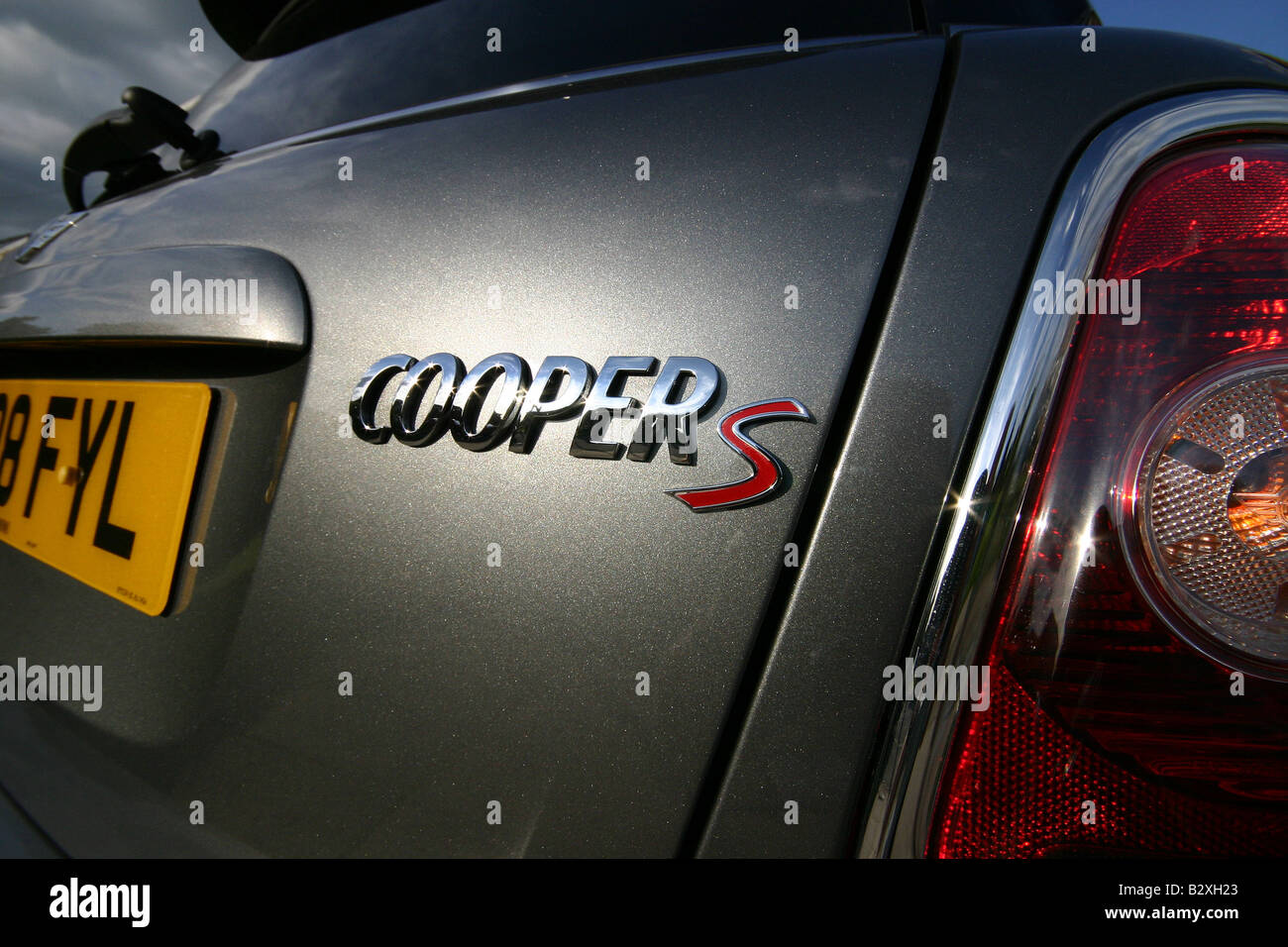 Mini Cooper S boot badge Stock Photo Alamy