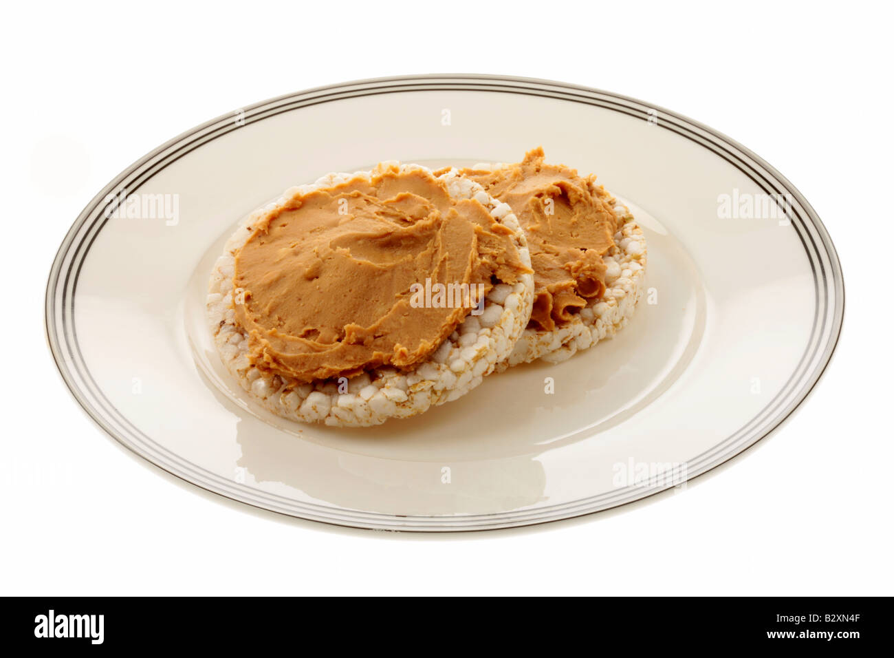 Rice Cakes with Peanut Butter Stock Photo Alamy