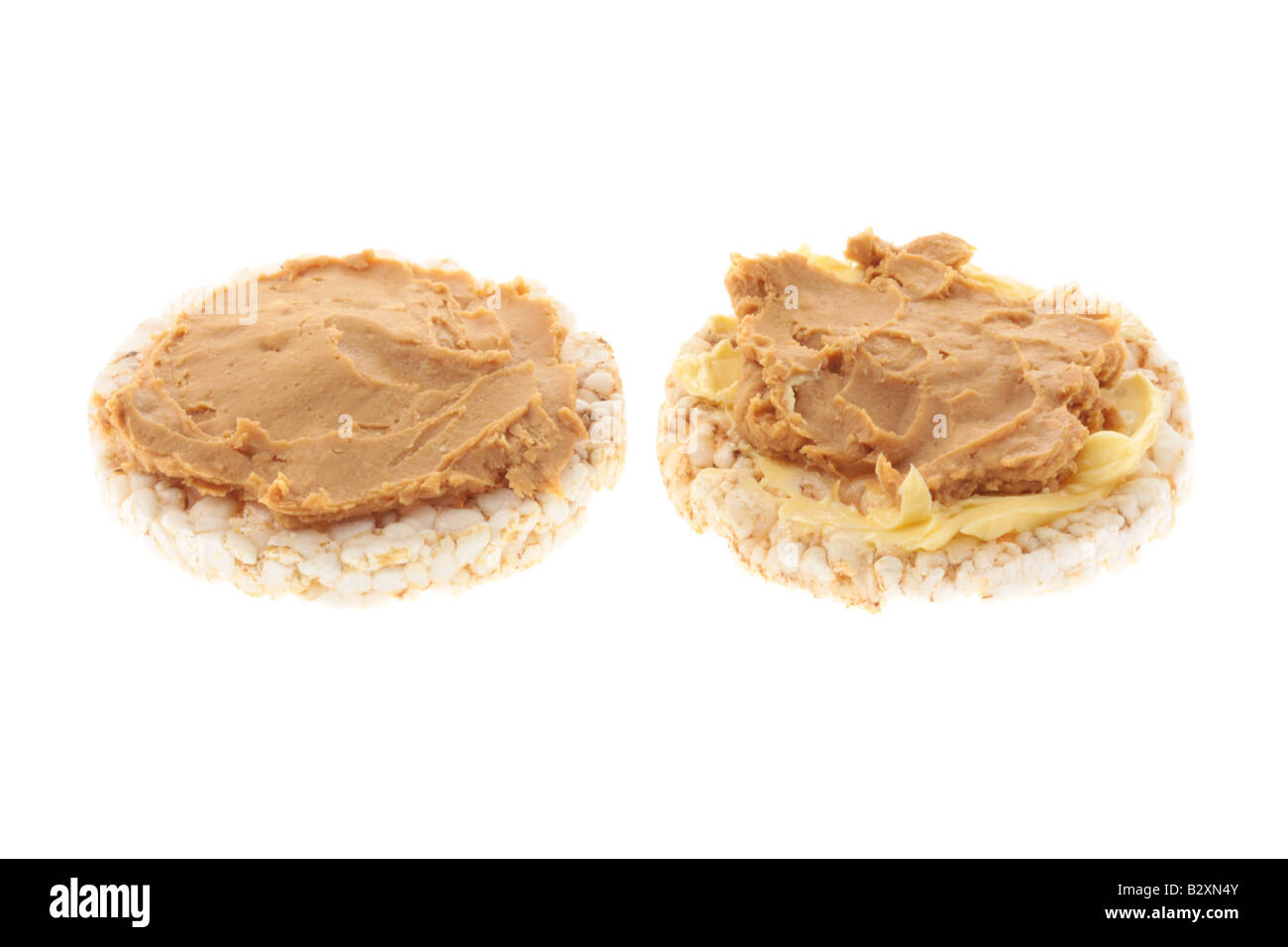 Rice Cakes with Peanut Butter Stock Photo Alamy