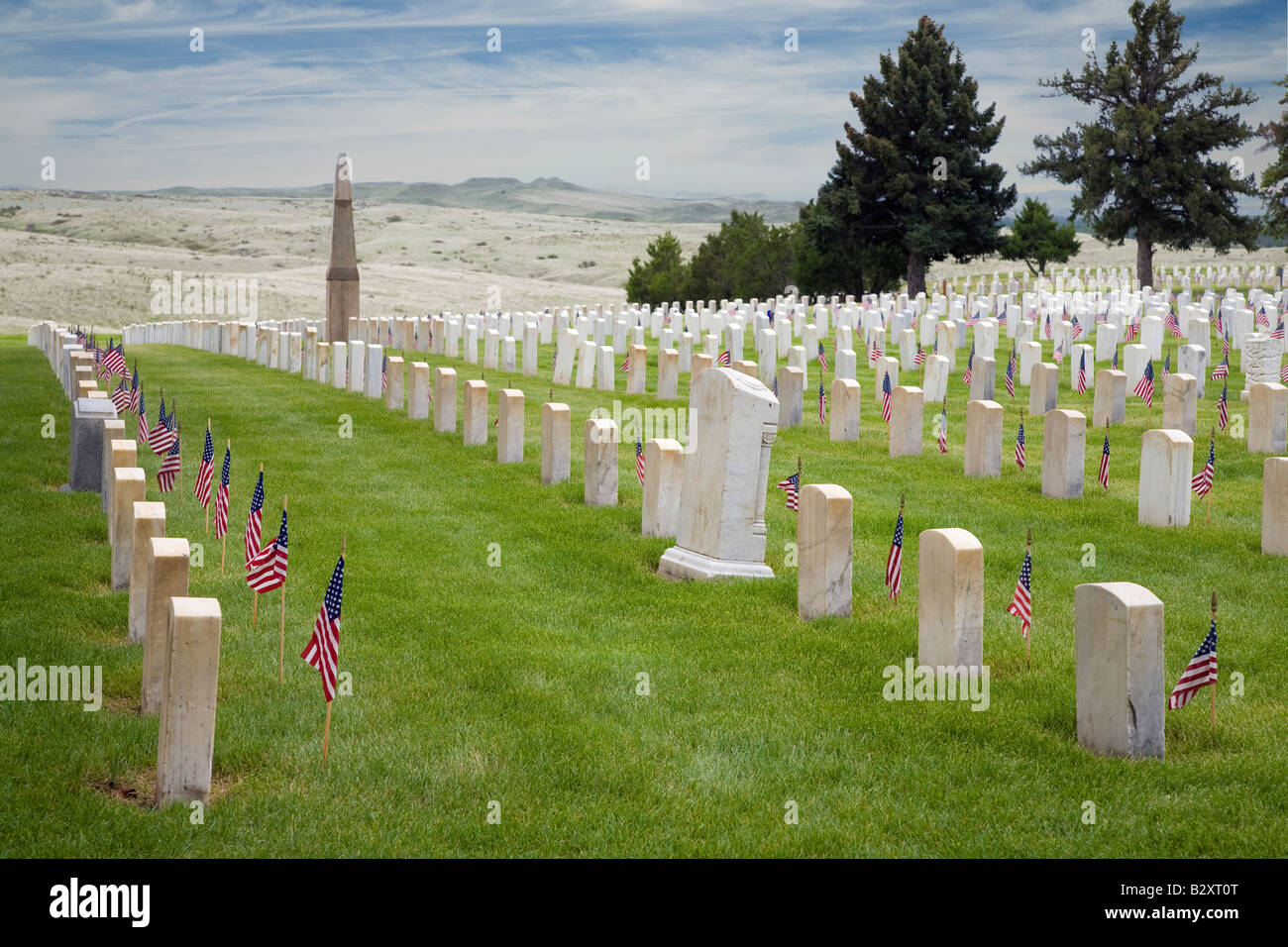 National military cemetery at Little Big Horn, Wyoming Stock Photo
