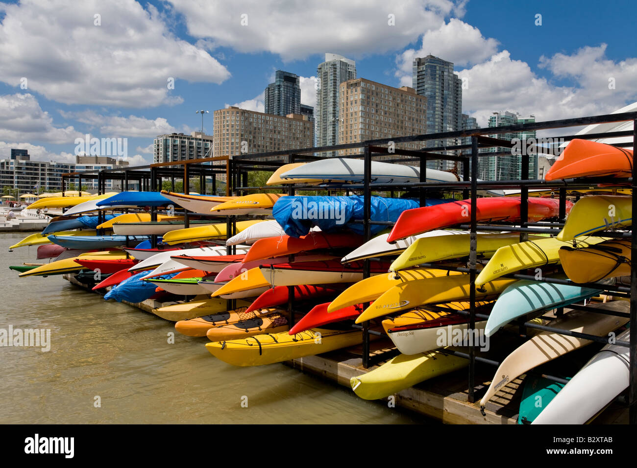 Canoes stacked on the quayside in Toronto, Ontario Stock Photo Alamy