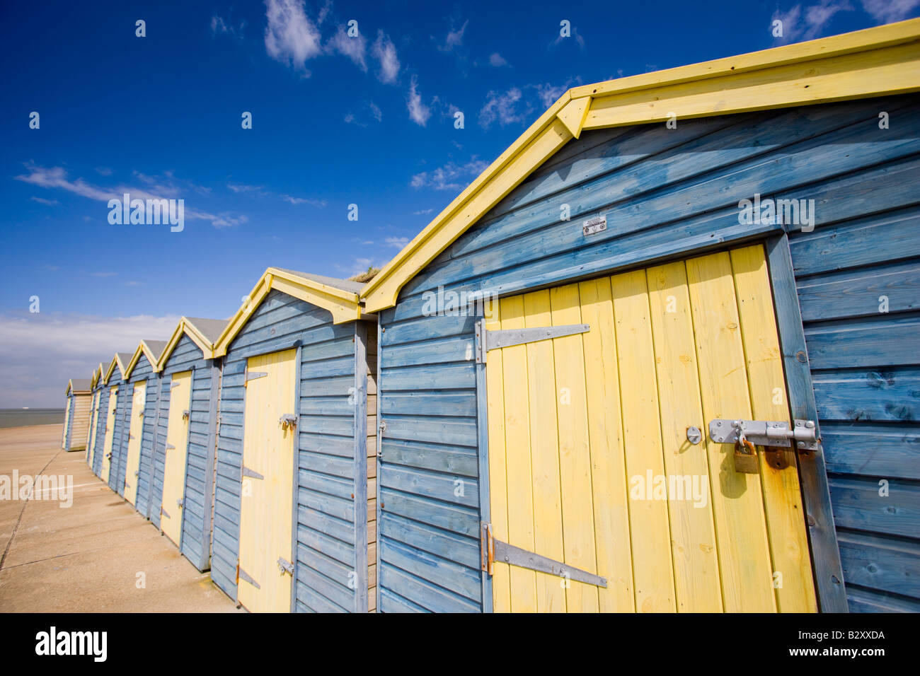 Row of beach huts in Westgate on Sea near Margate Kent Stock Photo Alamy