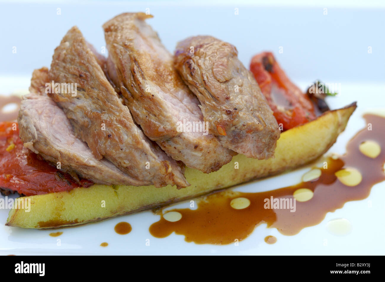 A plate of veal Stock Photo