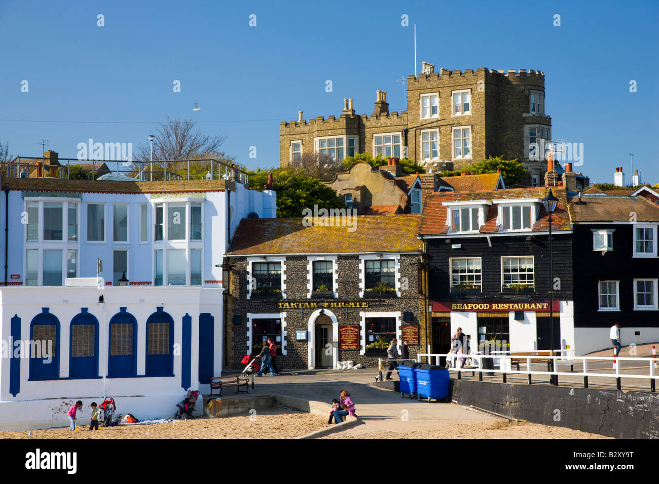 The beach and harbour at Broadstairs in Kent Stock Photo