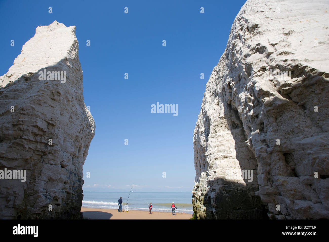 Chalk stacks in the beautiful Botany Bay near Margate in Kent Stock Photo