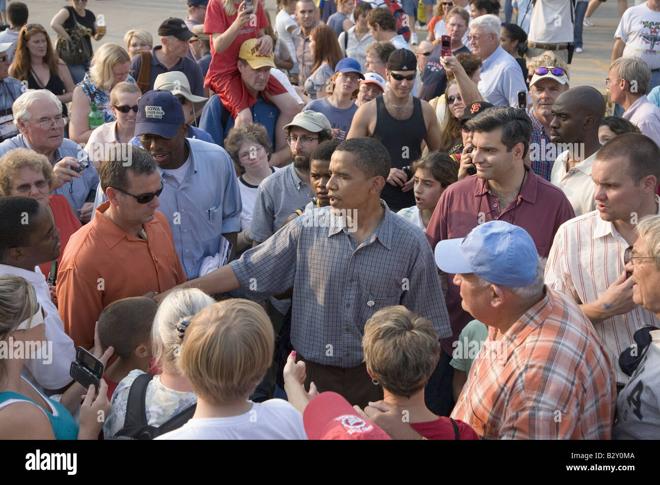U.S. Senator Barak Obama campaigning for President at Iowa State Fair in Des Moines Iowa Stock Photo