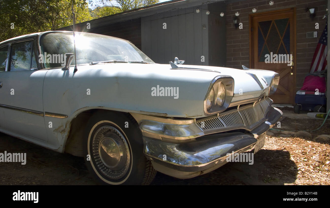1958 Desoto Car parked in front of house in Oak View, California Stock Photo