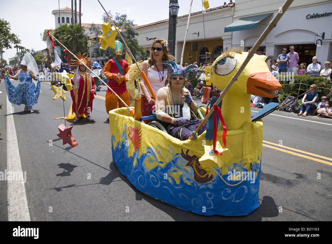 Rubber yellow duckie float in annual Summer Solstice Celebration and Parade June 2007, since 1974, Santa Barbara, CA Stock Photo