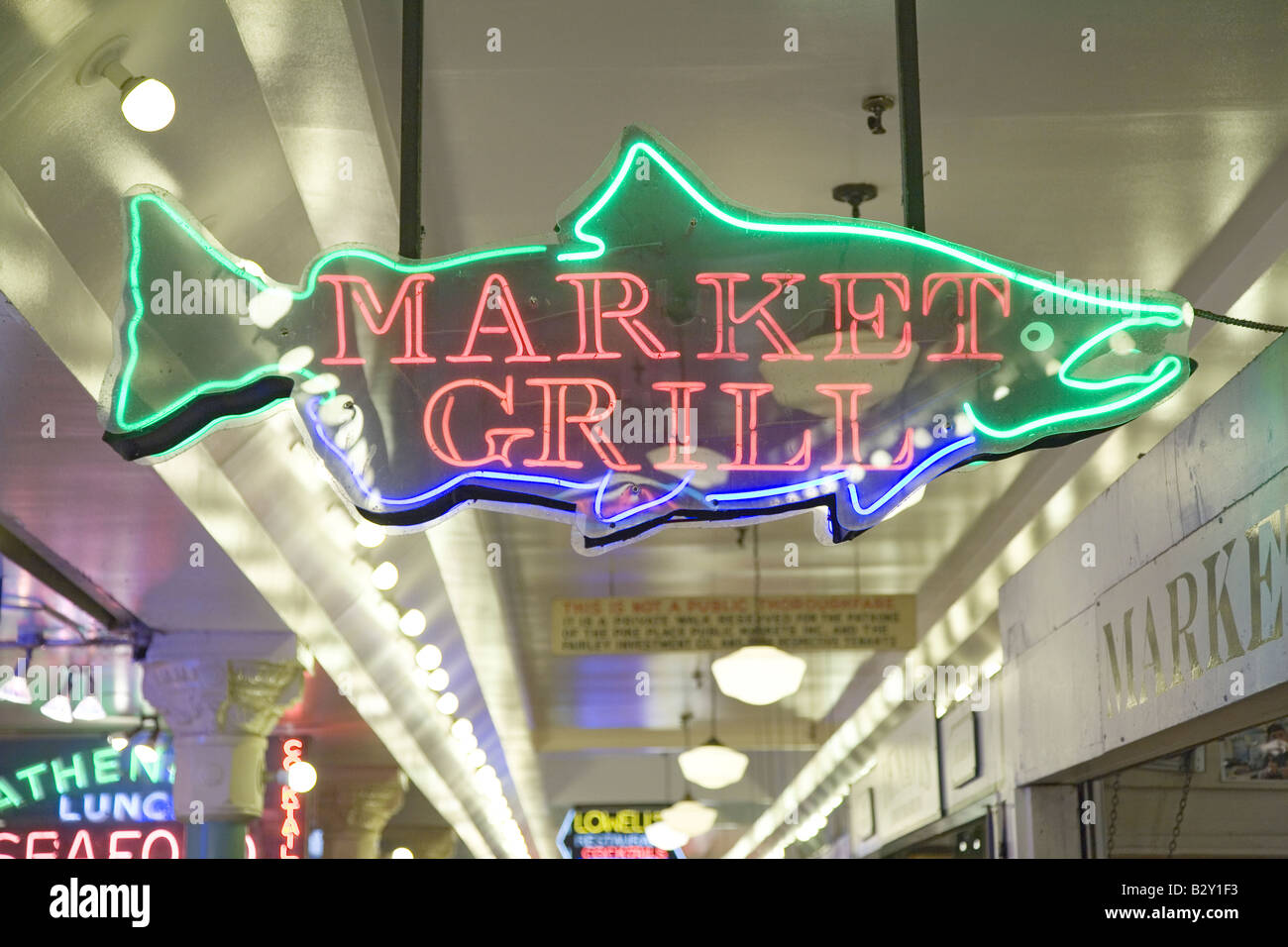Pike Place Fish Market, in downtown Seattle, Washington displaying