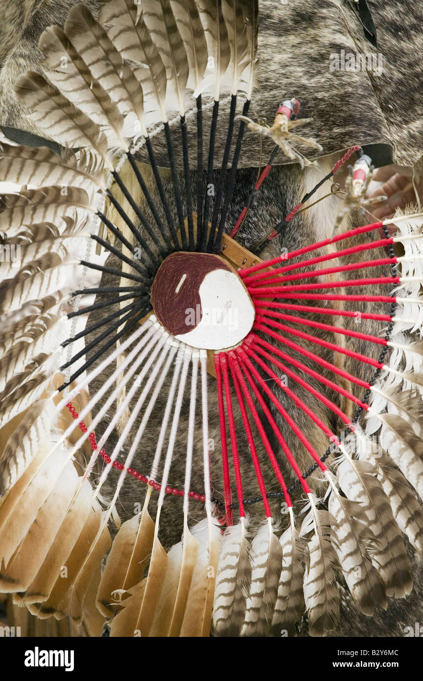 American Indian and Powhatan Tribal head-dress with feathers in Richmond VA Stock Photo