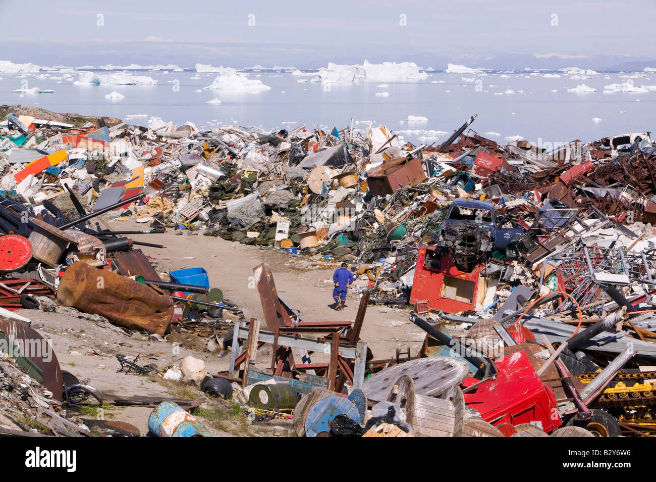 Rubbish dumped on the tundra outside Illulissat in Greenland Stock ...