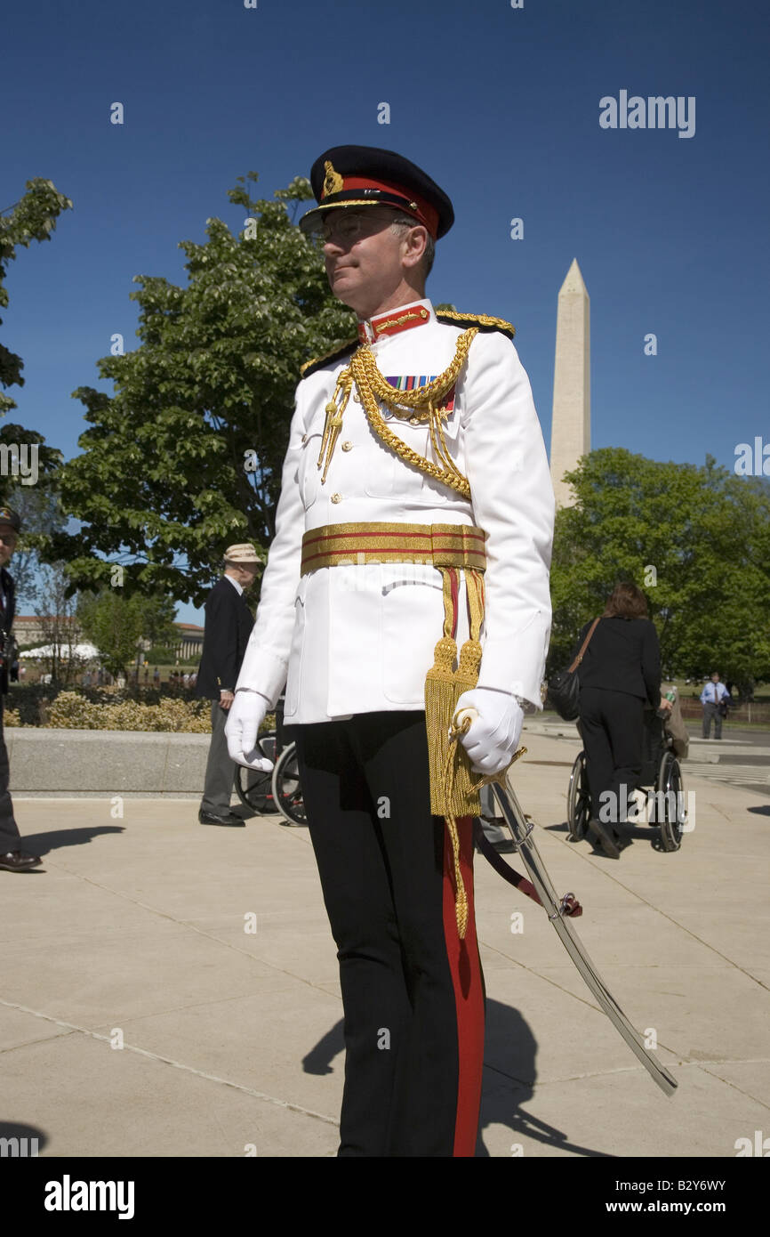 Military officer in full dress uniform posing in front of National World  War II Memorial Washington, DC Stock Photo - Alamy