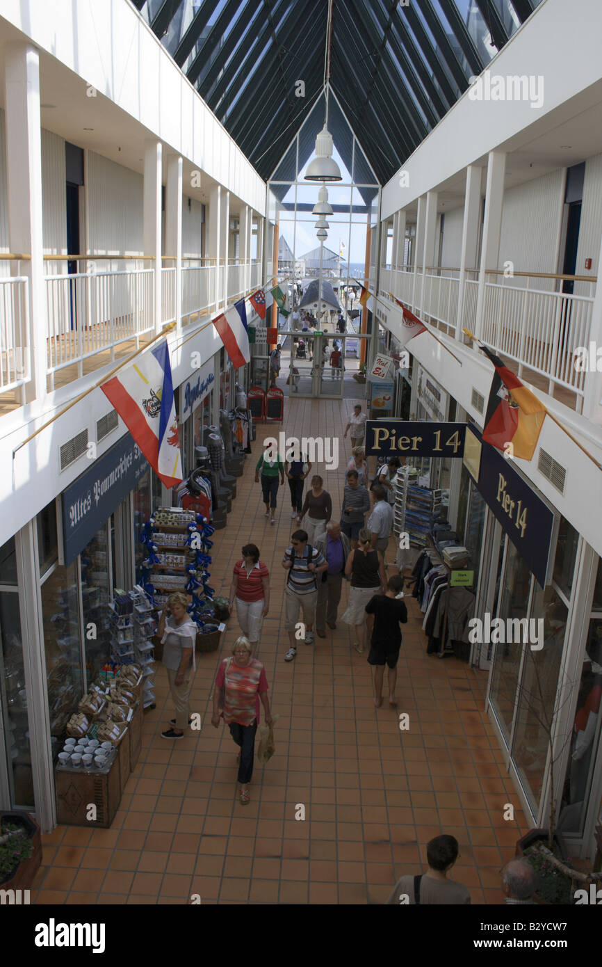 Seebruecke Heringsdorf, inside look of the shopping mall, Mecklenburg Vorpommern, Germany, Europe. Photo by Willy Matheisl Stock Photo