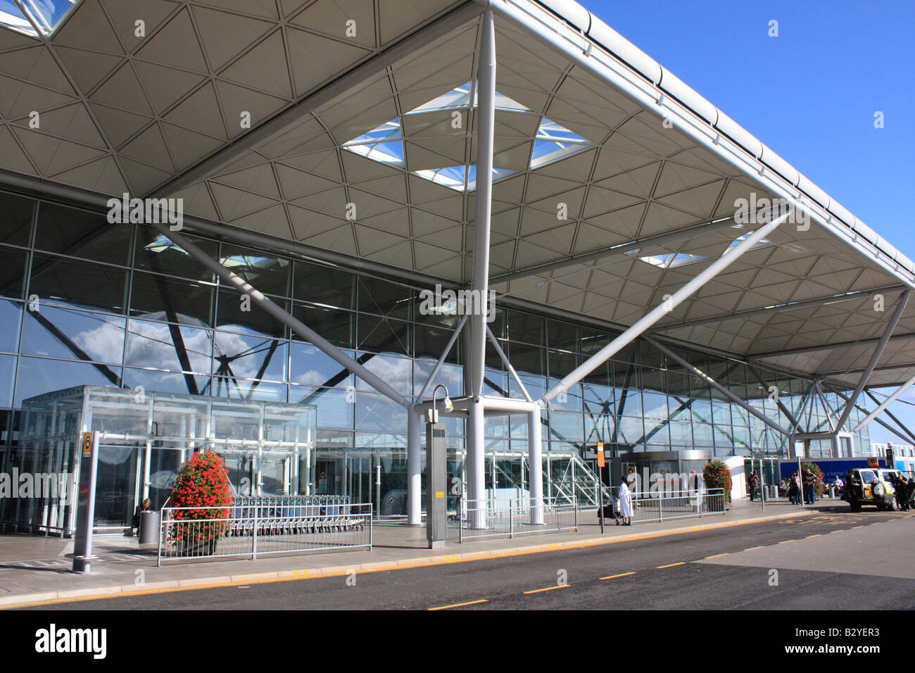 stansted airport arrival and departure entrance essex england uk gb Stock Photo