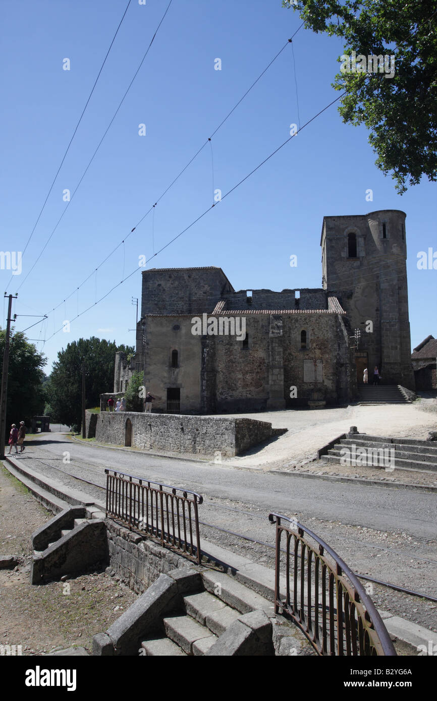 The Remains of the Church in the Village of Oradour sur Glane in the Haute Vienne Department 87 of France Stock Photo