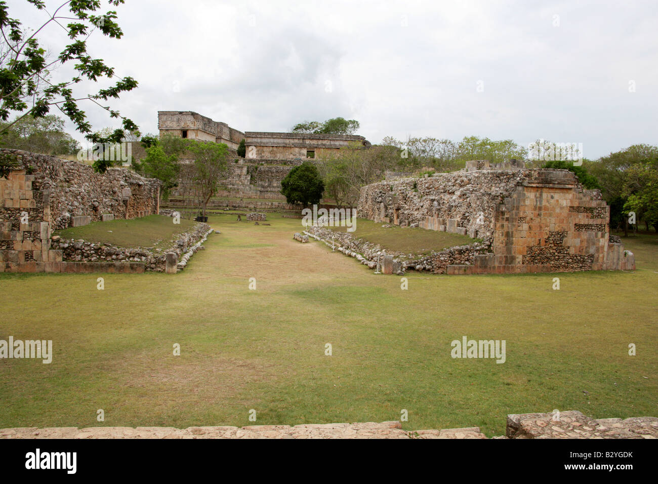 Ball Court, Uxmal Archealogical Site, Yucatan Peninsular, Mexico Stock Photo