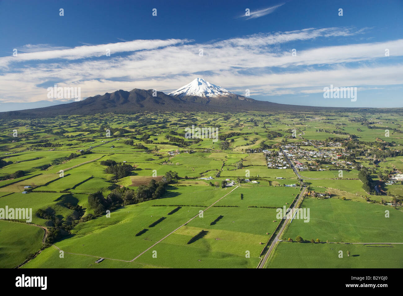 Farmland and Okato and Mt Taranaki Mt Egmont Taranaki North Island New