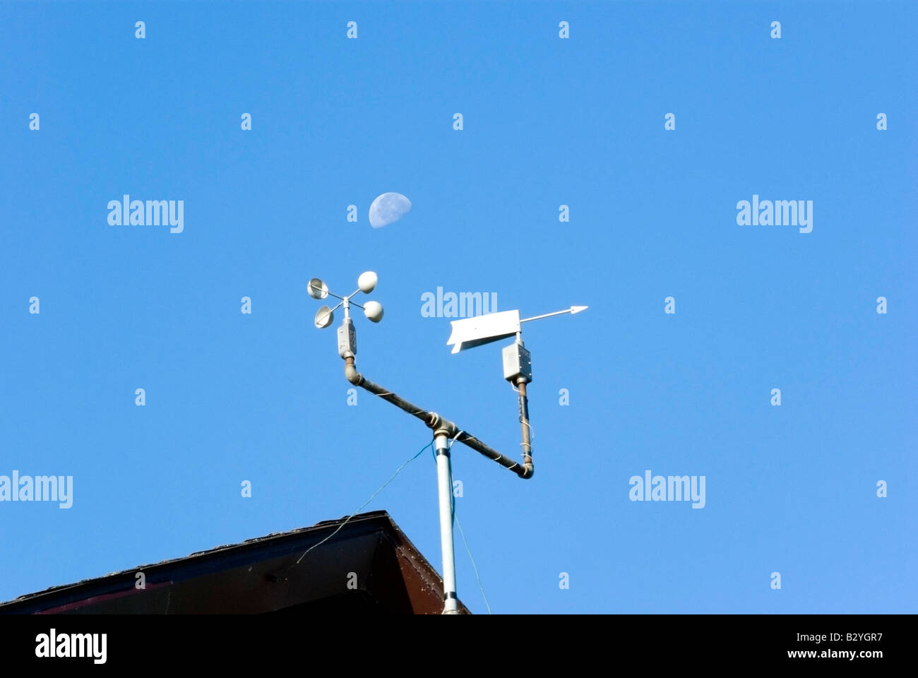 Wind vane and anemometer Stock Photo