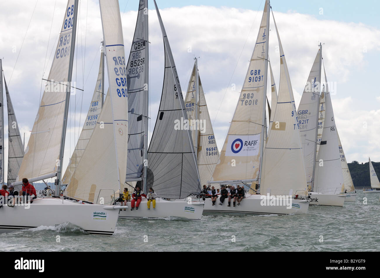 race start J109 sailing Cowes Week Isle of Wight Stock Photo