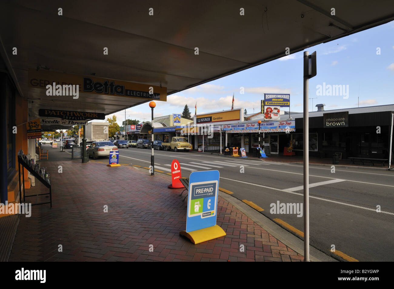 Talbot Street the main street of Geraldine Canterbury New Zealand Stock