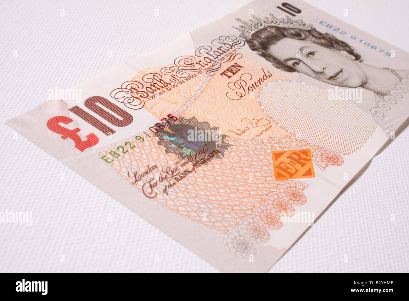 The front of a ten pound English bank note. Stock Photo