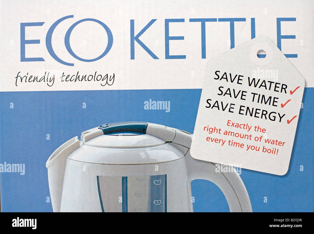 Eco kettle energy saving recommended save energy water and time UK Stock Photo