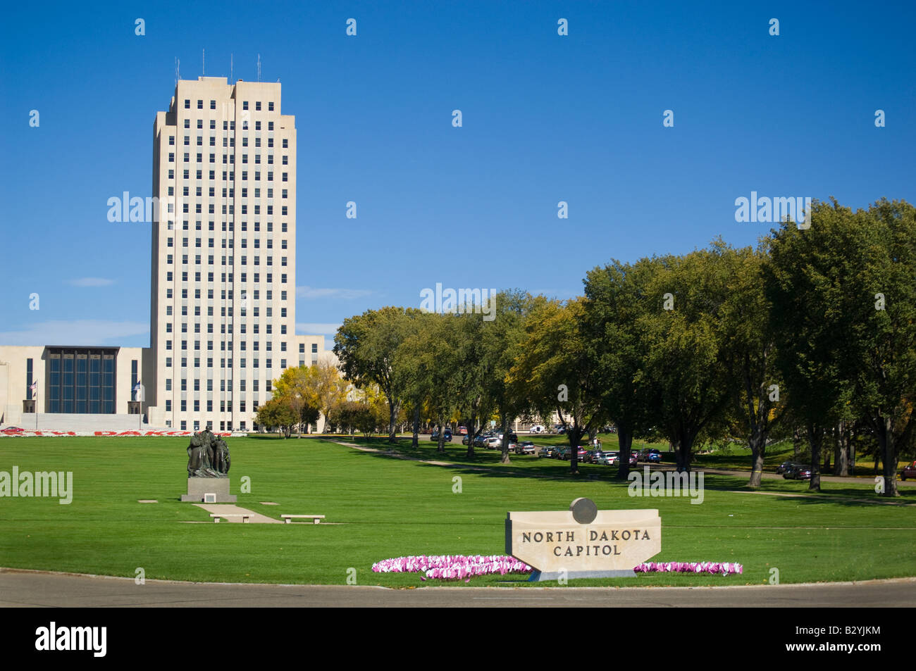 The North Dakota Capitol in Bismarck North Dakota popularly called The Skyscraper on the Prairie Stock Photo