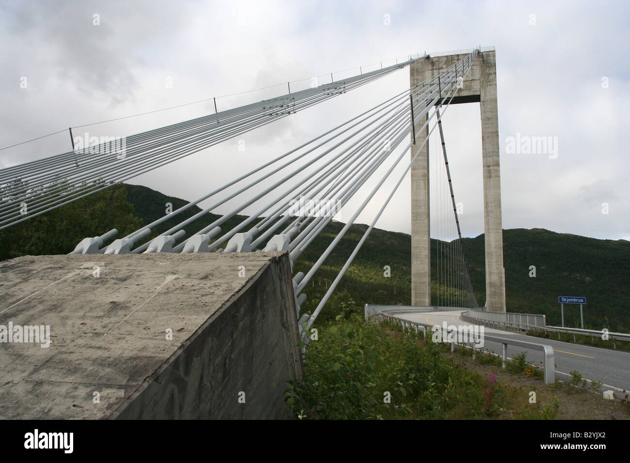 anchor block suspension bridge between islands typical norwegian bridge