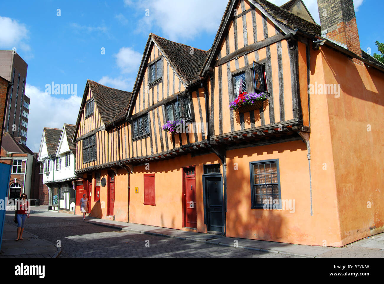 Ancient timber-framed houses, Silent Street, Ipswich, Suffolk, England, United Kingdom Stock Photo