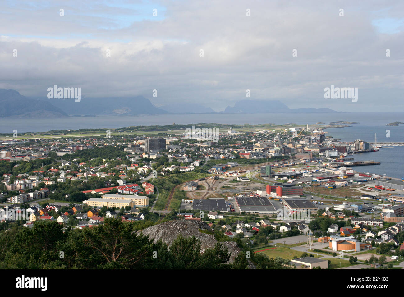 bodo city centre norway summer arctic circle viewpoint over town