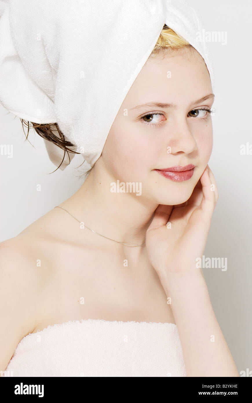 Portrait of the girl with a towel Stock Photo - Alamy