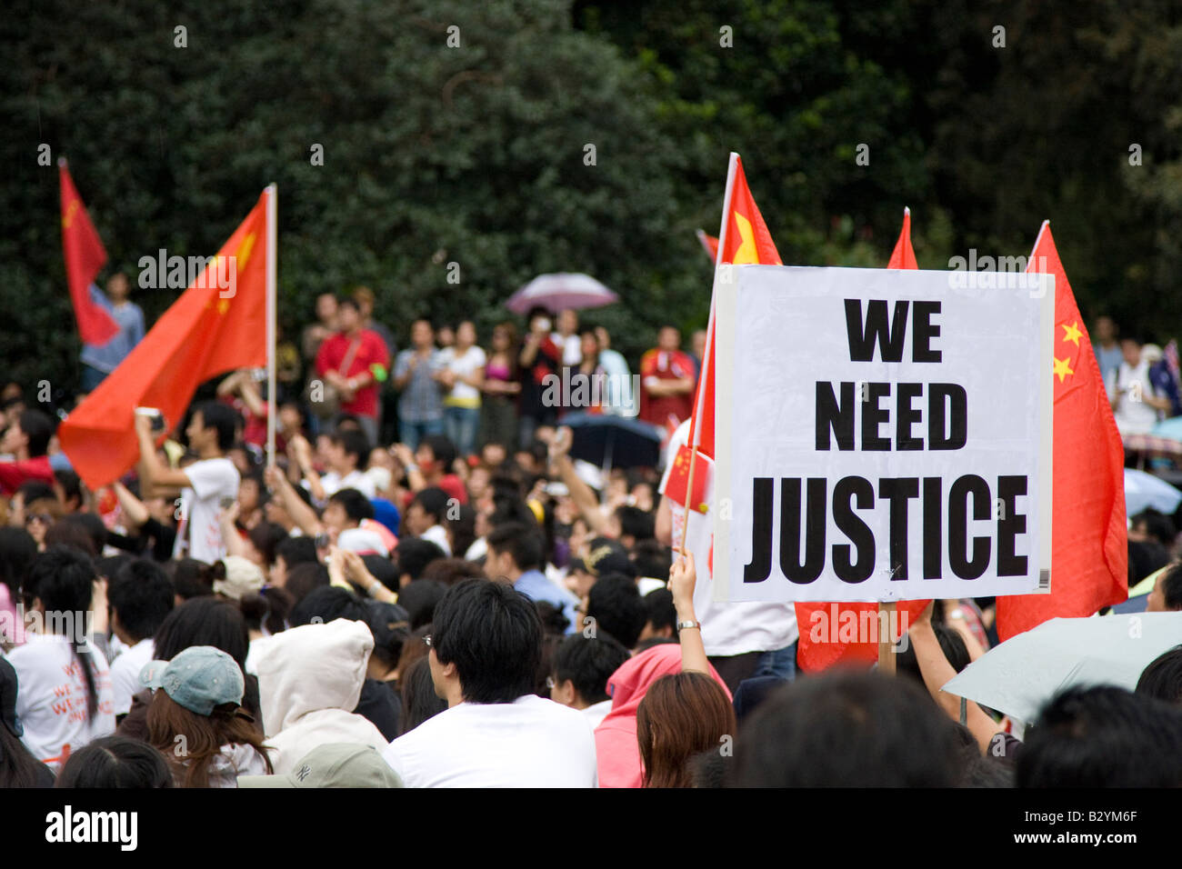 Protest and Peace Rally about Tibet with We Need Justice Sign Stock Photo -  Alamy