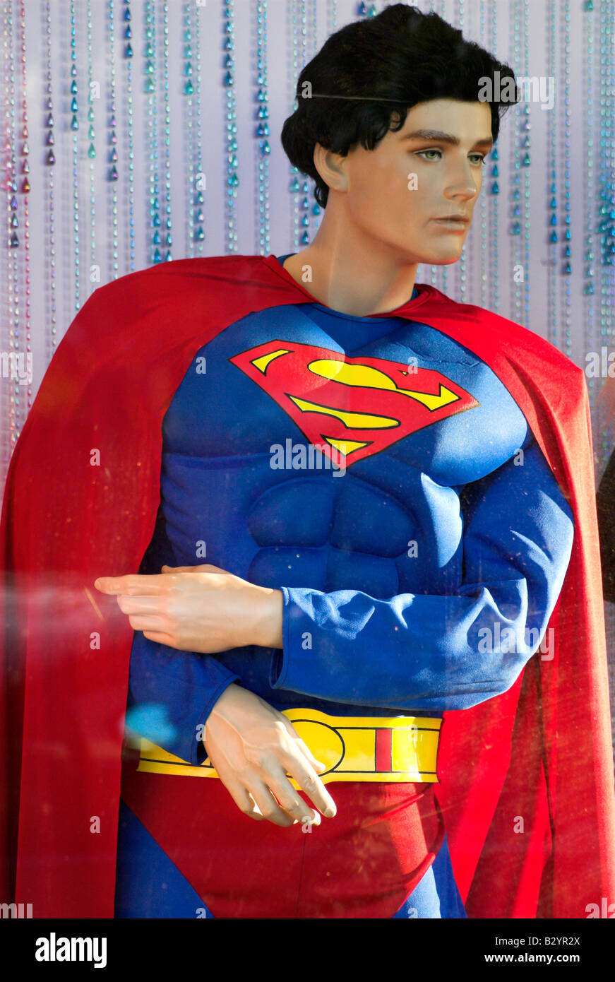 Superman figure in a store window, Melbourne, Australia Stock Photo