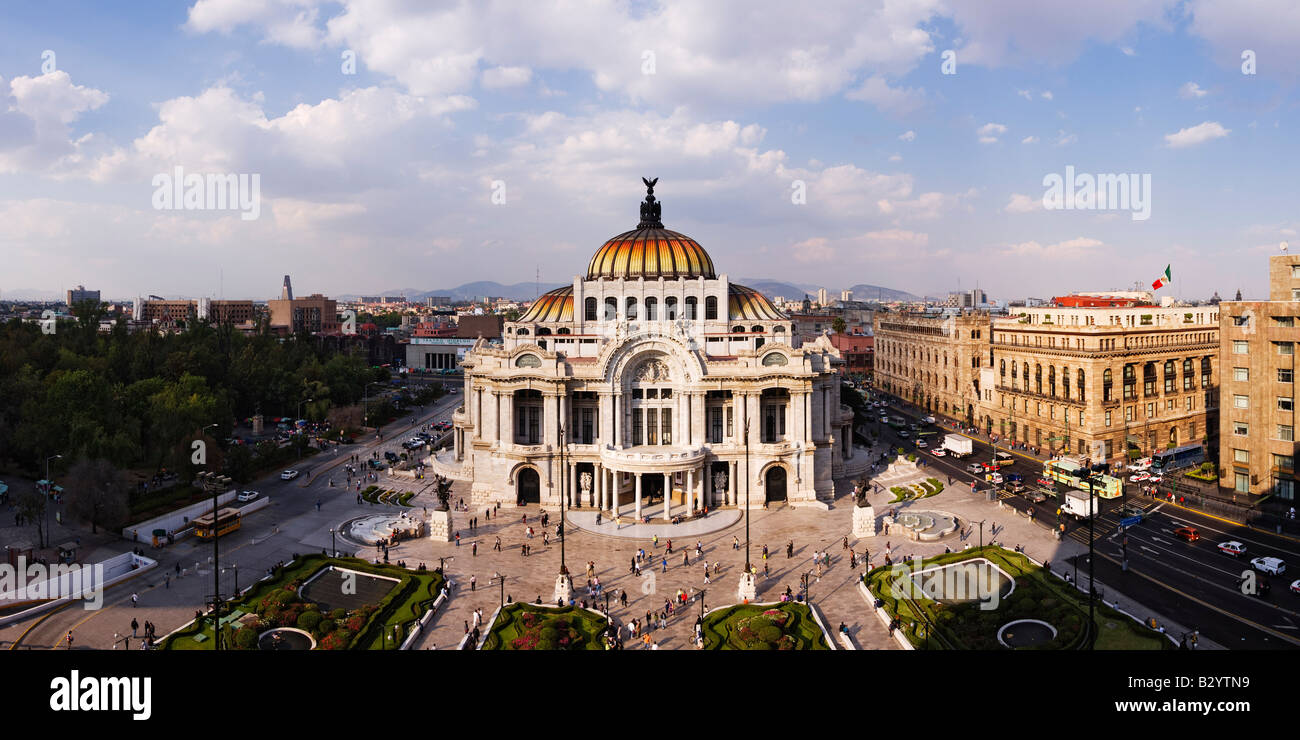 Aerial of Palacio de Bellas Artes, Mexico City, Mexico Stock Photo