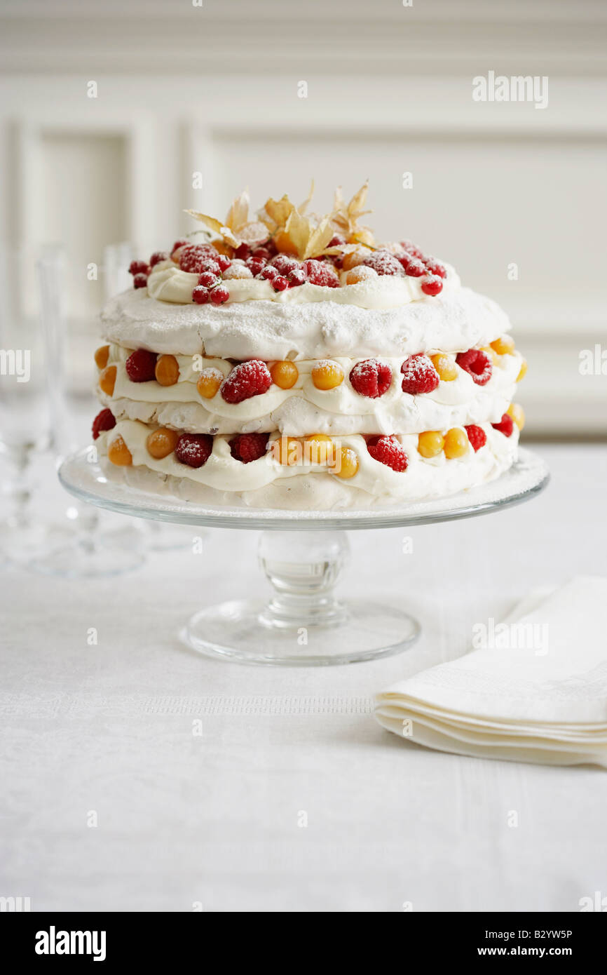 Meringue with Fruit Stock Photo Alamy