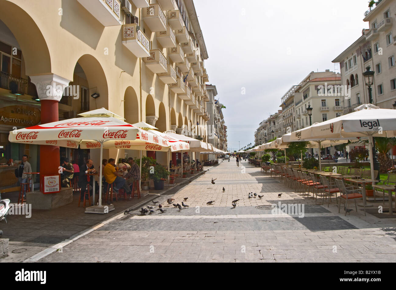 Aristotelous Aristotle Avenue with cafes. Thessaloniki, Macedonia
