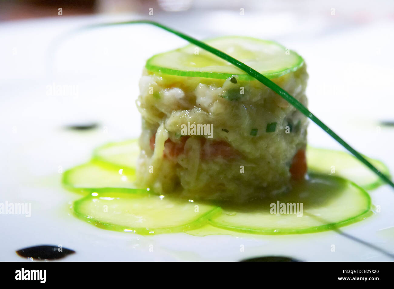 Agioli / Aioli Restaurant on Aristotelous Aristotle Square. Seafood salad. Thessaloniki, Macedonia, Greece Stock Photo