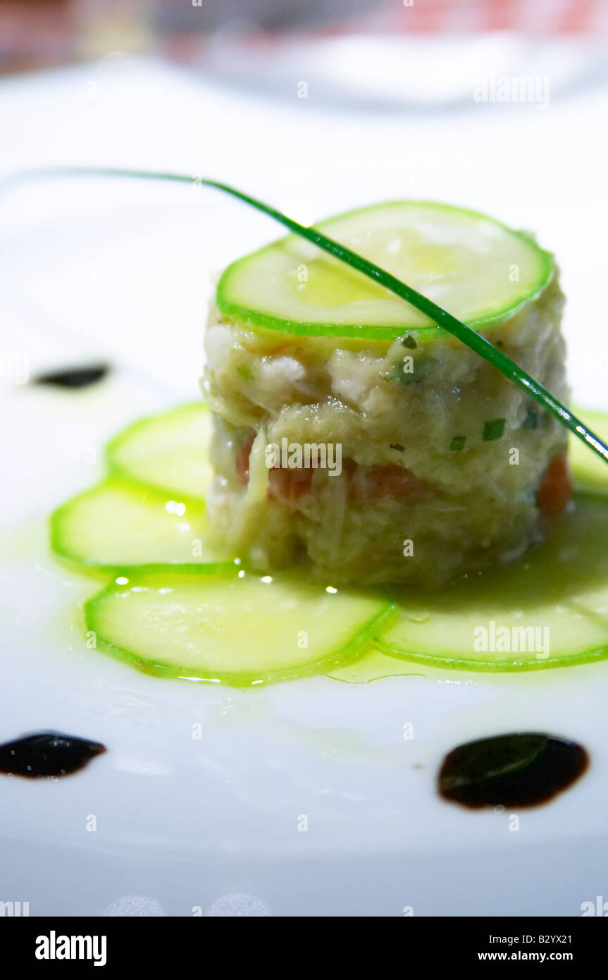 Agioli / Aioli Restaurant on Aristotelous Aristotle Square. Seafood salad. Thessaloniki, Macedonia, Greece Stock Photo
