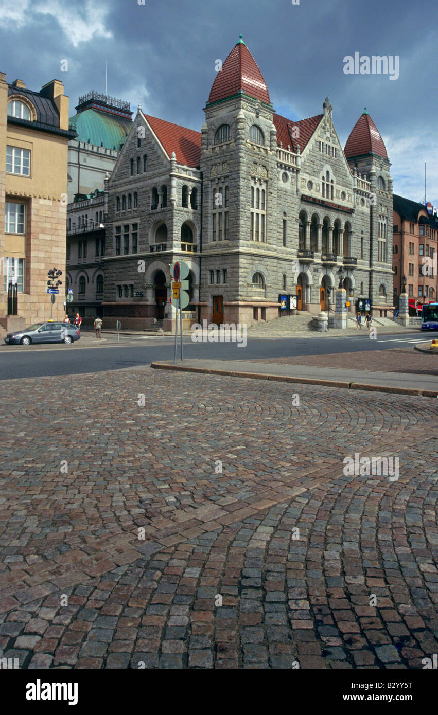 Paved streets and traditional architecture, Helsinki, Finland Stock Photo